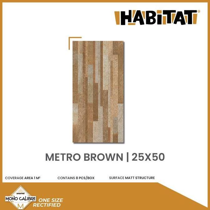 Allthebest- Habitat Metro Brown 25x50 Keramik Motif Batu Alam