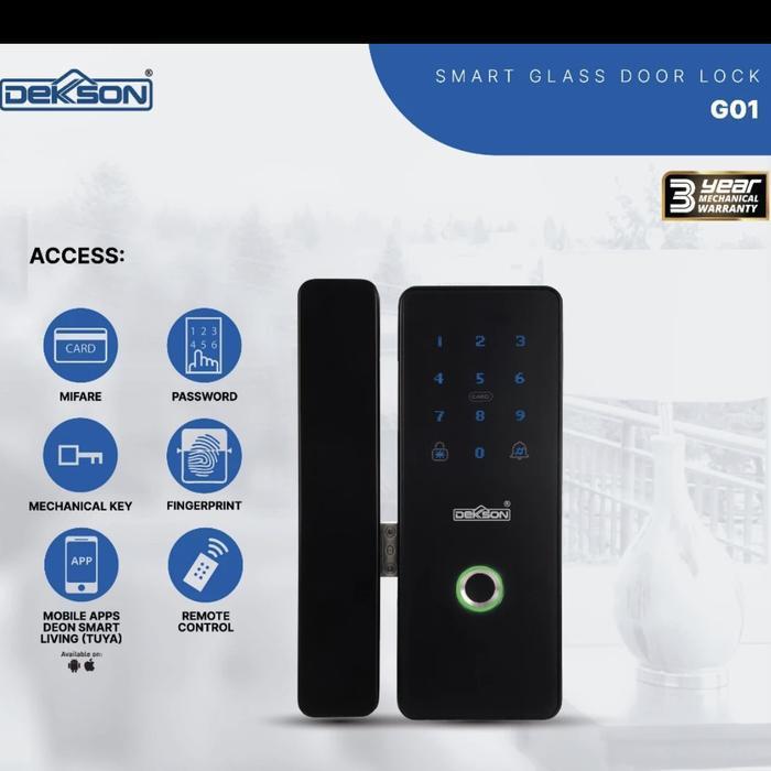 PROMO SMART GLASS DOOR DEKKSON G01 SMART GLASS DOOR LOCK BLACK (RIGHT)