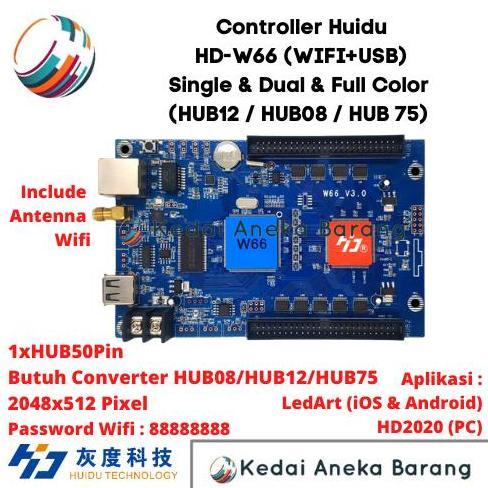 Controller Huidu Hd-W66 Wifi Usb Rgb Full Color Running Text P10