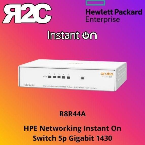 HPE R8R44A Aruba Instant On 1430 5G Switch 5 RJ-45 Port 10/100/1000 Mbps 10 Gbps Unmanaged Fanless N