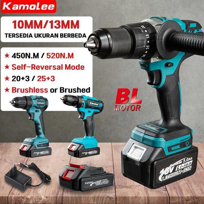 Pwt - Bor Dampak Listrik Kamolee Ddf485 450N.M 10/13Mm Brushless/Motor Sikat