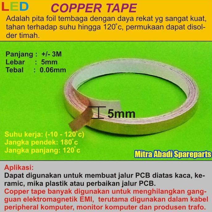 Copper Tape/Tape Tembaga 5Mm 3 Meter/3M