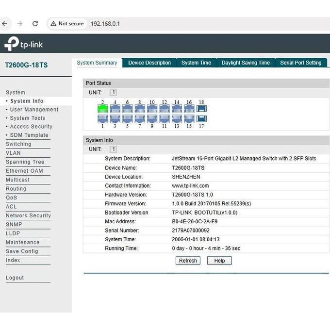 Smart Switch Managed Gigabit TP-LINK Jet Stream TP Link T2600G-18TS 16 Port Gigabit with 2 SFP Port
