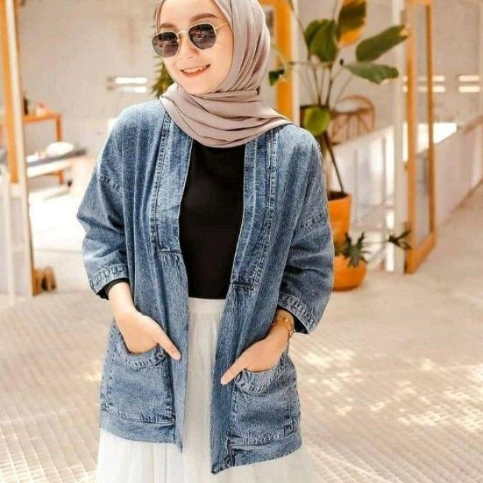 Cardigan Jeans Wanita/ Outer Cardigan Jeans Wanita Jumbo/ Outer Jeans Denim/ Washion Wanita