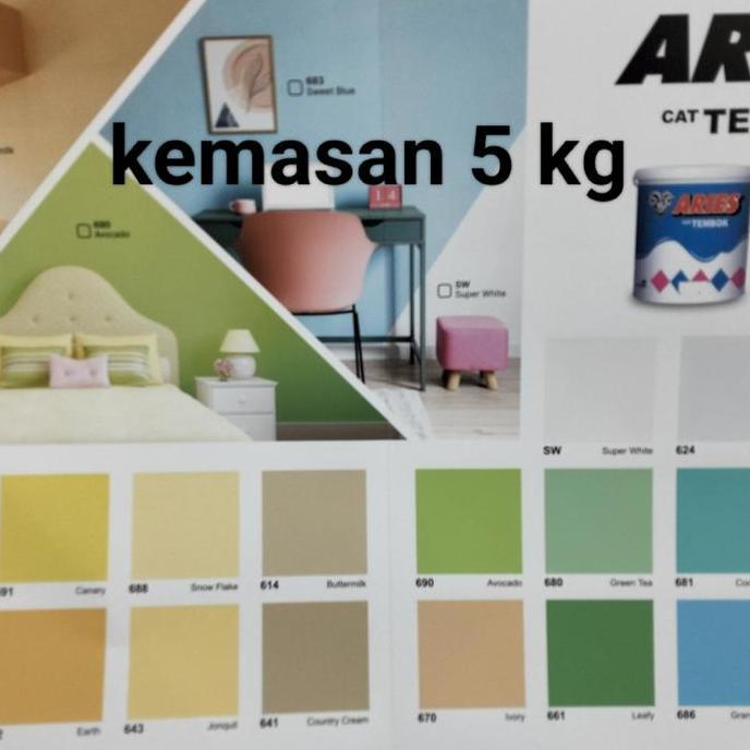 cat tembok aries warna lengkap 5 kg ,cat aries 5kg warna lengkap