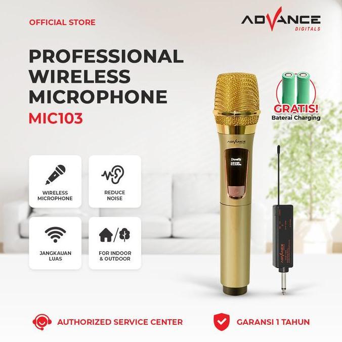 Microphone Advance Mic-103 Profesional Mic Wireless Bisa di Charger