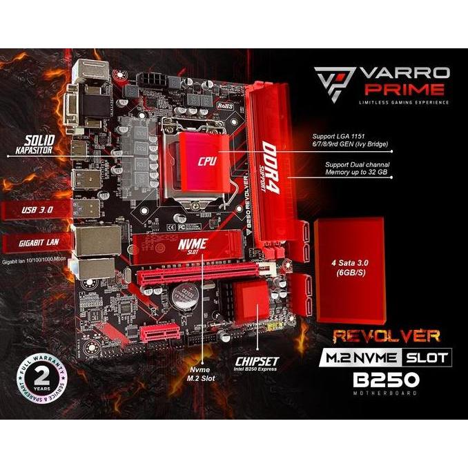 Acc- Motherboard Gaming B250 Revolver Varro Support Nvme