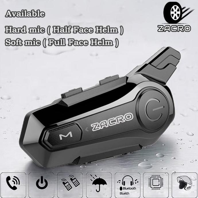 Zacro E1 Intercom Helm Bluetooth 5.0 Fm Radio Intercom Dua Arah