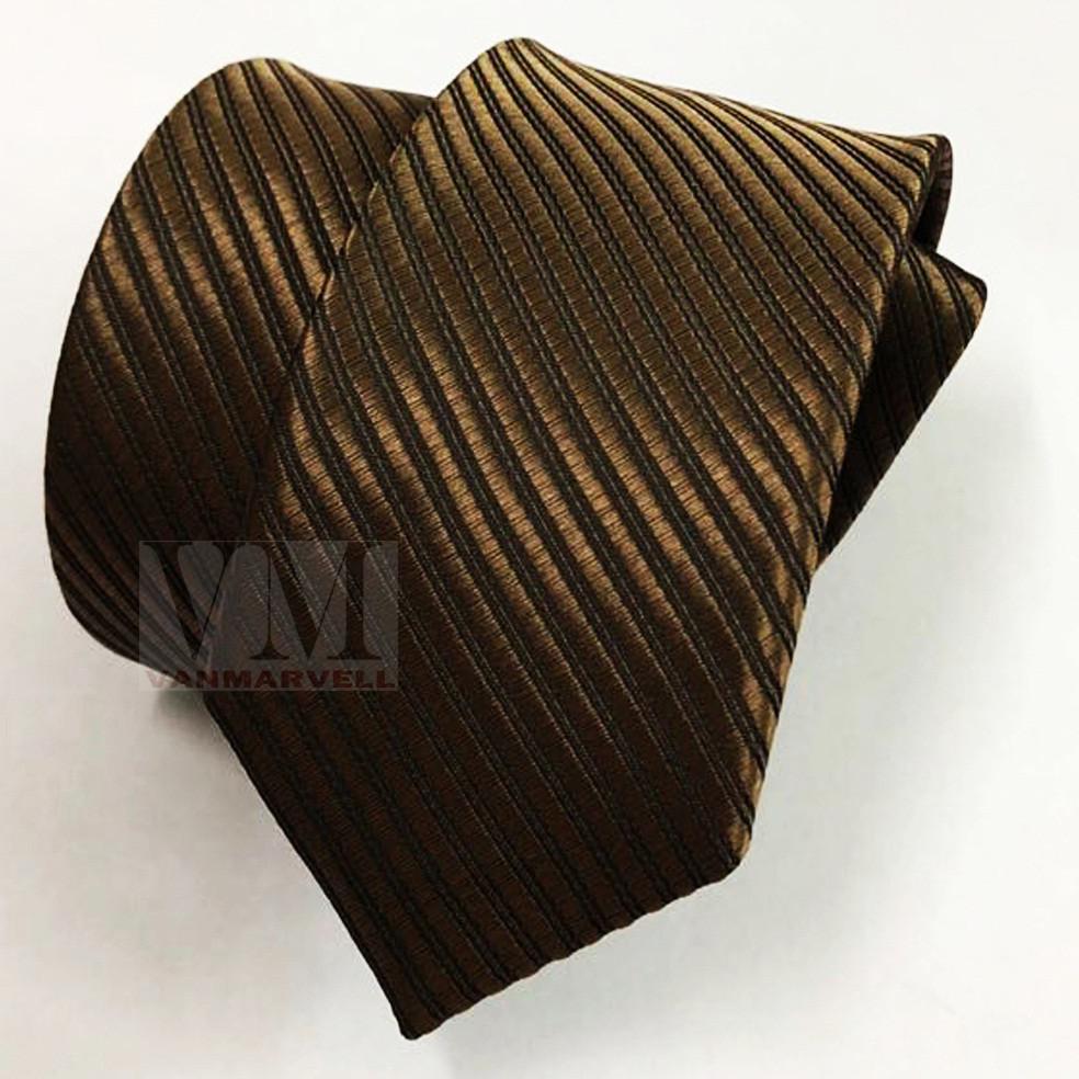 VM Dasi Coklat Polos Garis Slim - Dasi kerja / Dasi Pesta Coklat