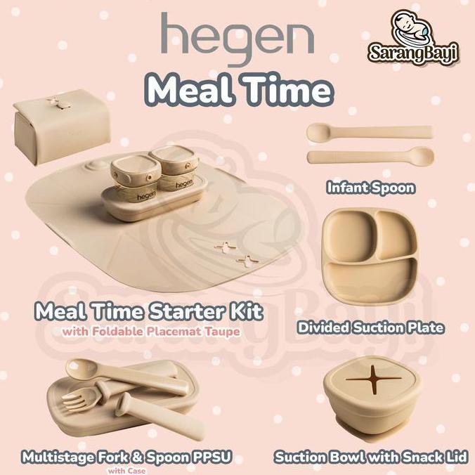 Hegen Meal Time Taupe / Alat Makan Piring Mangkok Sendok Garpu Anak Bayi Hegen / Mealtime Starter Ki