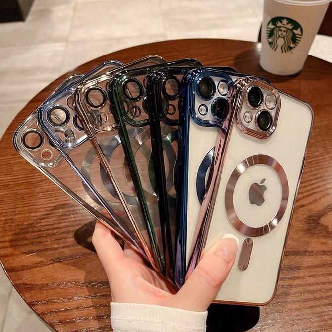 Soft Case Magnetik Support Magsafe Wireless Charging Phone Case Silikon With Ring Lensa Kamera Kompa