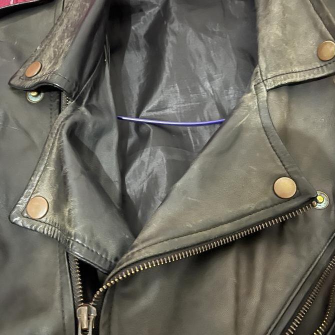 PREMIUM / Jaket kulit domba biker ramones second M