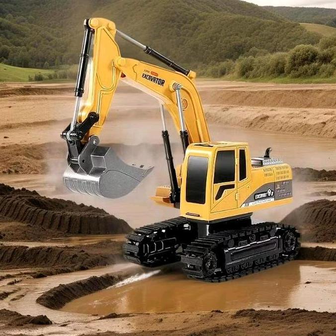 Mainan Anak Saluran Excavator Remote Control Mobil Beko Excavator Remote Control Bucket Alloy 1:24 R
