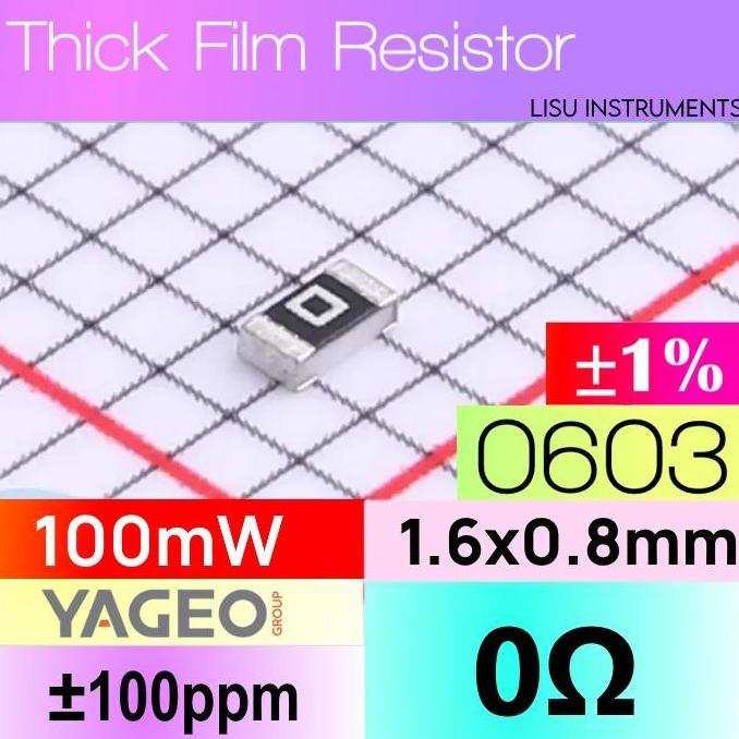 MOTRONICS 5 BUAH - 0R 0603 1% 100MW THICK FILM RESISTOR 0 0 JUMPER YAGEO RC0603FR-070RL - 5 BUAH