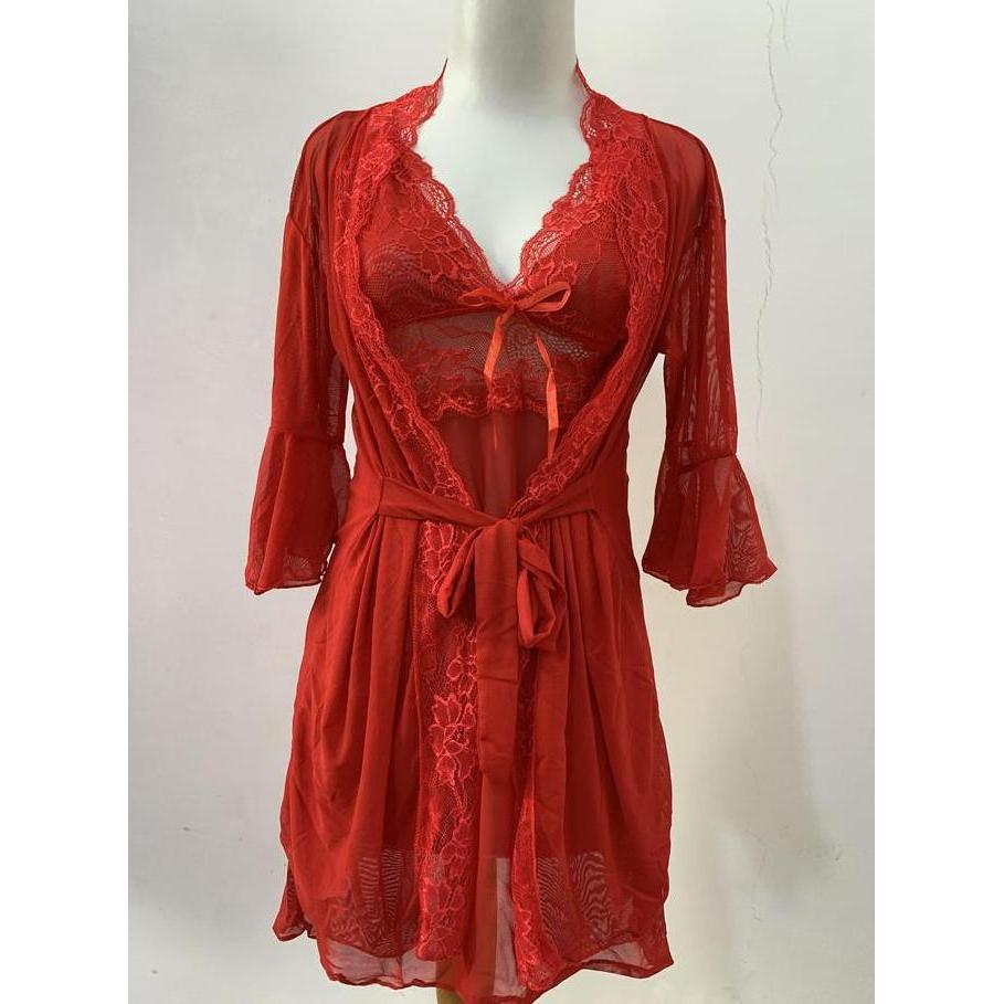 Qiu- Set Baju Tidur Nita Fit Panjang Spandex Piyama Celana 1109