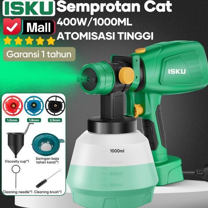 VERNANDI76 - ISKU SPRAY GUN ELEKTRIK 400W TABUNG BESAR 1000ML MESIN SEMPROT CAT LISTRIK NOZZLE TEMBA