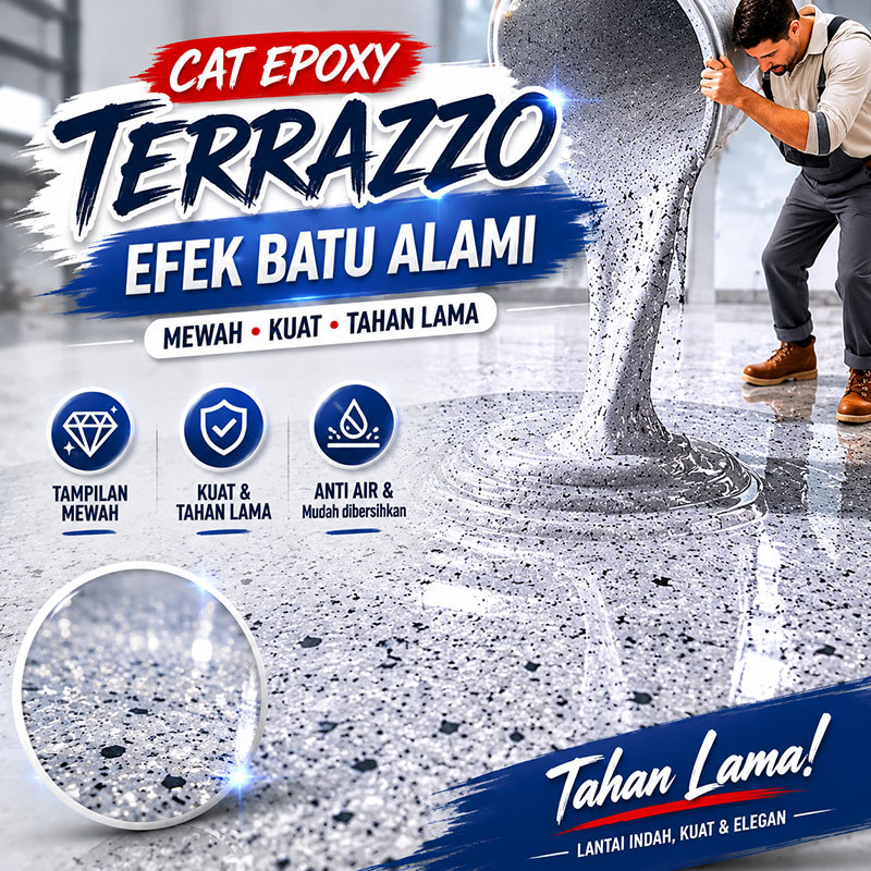 Cat lantai pasir berwarna epoksi berbahan dasar air, lantai semen tahan aus marmer imitasi khusus da