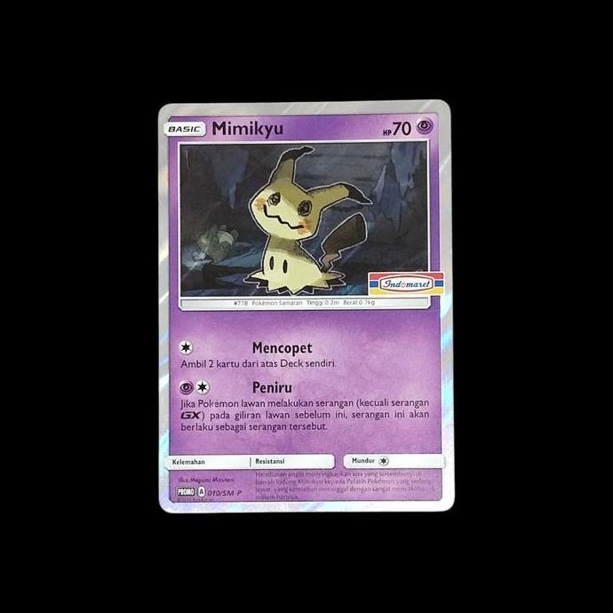 KARTU POKEMON TCG INDONESIA MIMIKYU HOLO INDOMARET PROMO 010/SM-P RARE RG99