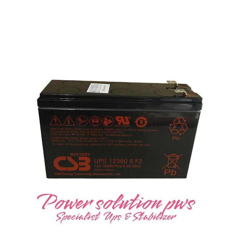 Baterai CSB UPS 12360 6 F2 persamaan dari HR1224W F2 1224 ( 12v 6Ah )