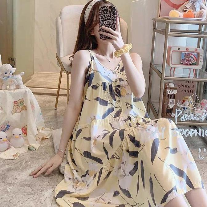 Qiu- Daster Nita Tali Tanktop Motif Floral Rayon Allsize