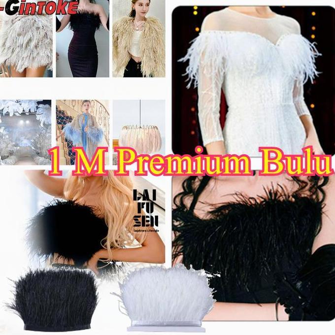 Costurar - 1M Bulu Ostrich Bulu Ostrich Premium Bulu Bulu Hiasan Baju/Renda Bulu Panjang/Premium Bul