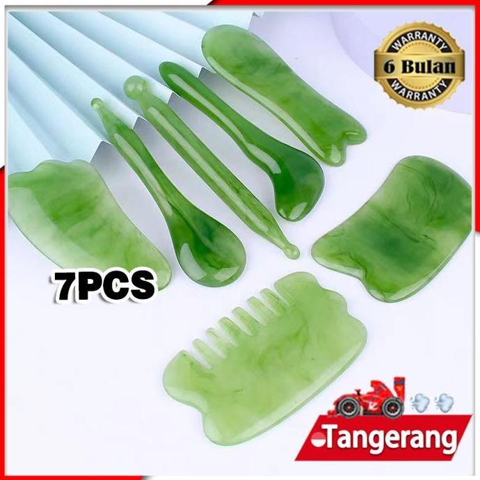 ROPA 7 PCS/Set Guasha Board Gua Sha Jade Alat Pijat Wajah Gua Sha Terapi