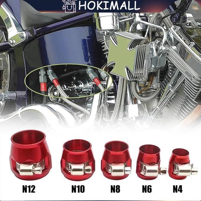 ERT Aluminium Klem Selang Bensin Hose Clamp Selang Bensin Klem Selang CNC AN4/AN6/AN8/AN10/AN12