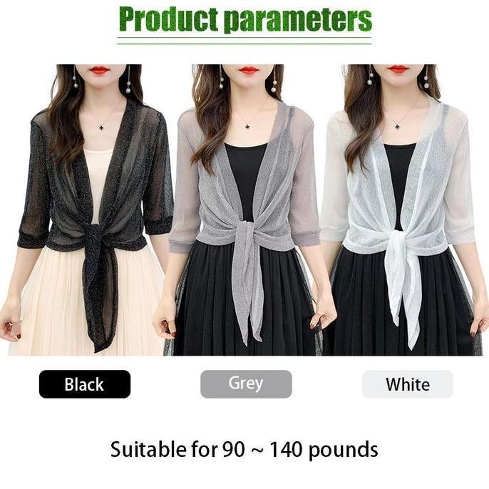 APX Outer Bolero Cardigan Wanita Cewe Korean Style Outerwear Sifon Chiffon Rompi Cardigan Crop Jala 