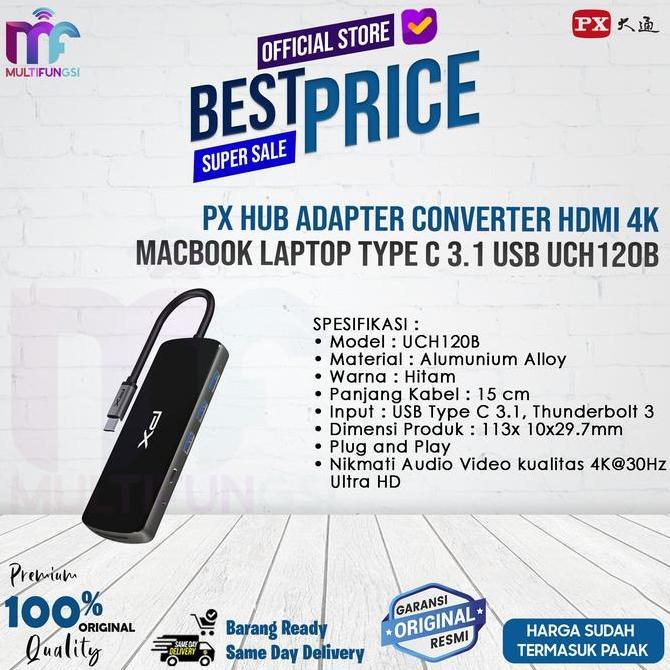 Bestseller- PX Hub Adapter Converter HDMI 4K Macbook Laptop Type C 3.1 USB UCH120B