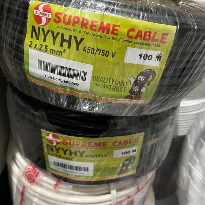 Promo Kabel Supreme Nymhy 2x2.5 Serabut 50m Hitam nyyhy 2x2.5 Supreme 2x2,5 Diskon