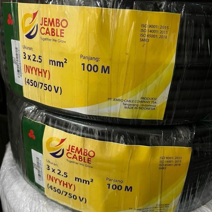Promo Kabel Jembo Nyyhy 3x2.5 Serabut Hitam 50m / NYYHY 3x2,5 Jembo 3x2.5mm Diskon
