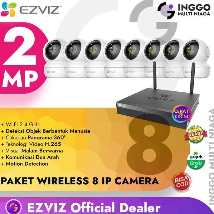 Osc - Paket Ezviz Wireless 8 Cctv Kamera Wifi Ptz Channel Tanpa Kabel Two Way Audion Suara 2 Arah