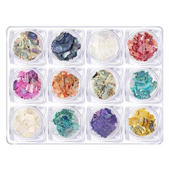 KULIT KERANG PELANGI NAIL ART / ACC NAIL ART / ABALONE SHELL NAIL ART (1SET/12WARNA)