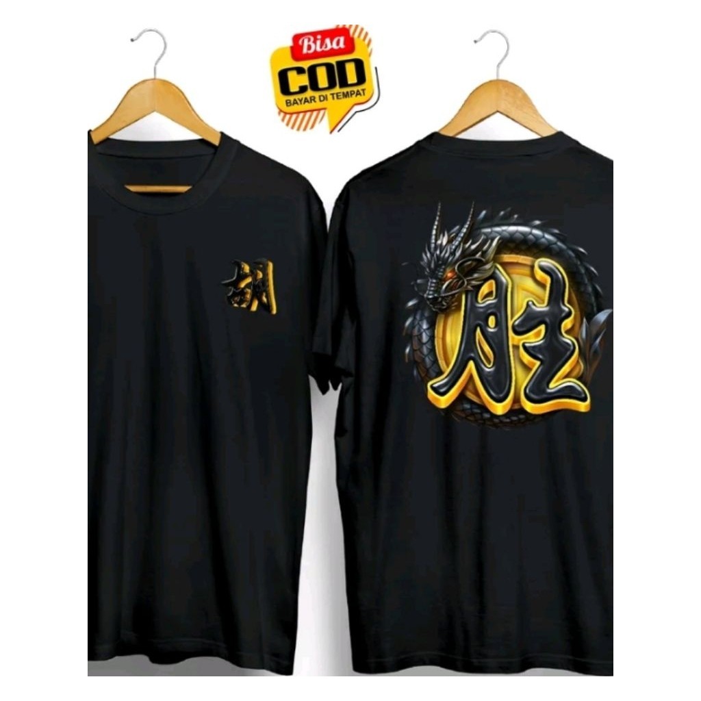 KAOS MAHJONG GOLD NAGA HITAM t-shirt Unisex Bahan Adem