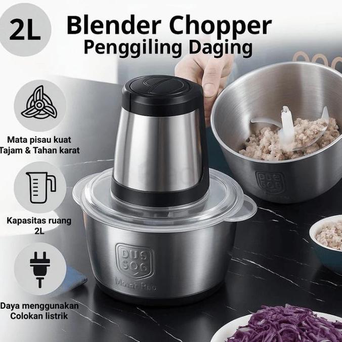 PREMIUM / Blender Chopper Blender Daging Stainless Coper Penggiling Daging Serbaguna 2liter