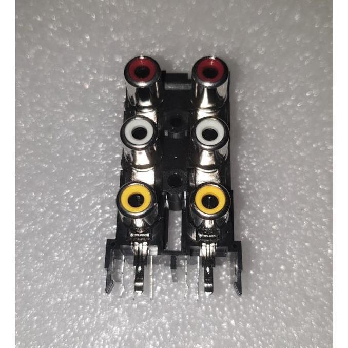 BEJ27 SOCKET FEMALE RCA 6 SLOT LUBANG KONEKTOR AV VERTICAL MERK JALCO