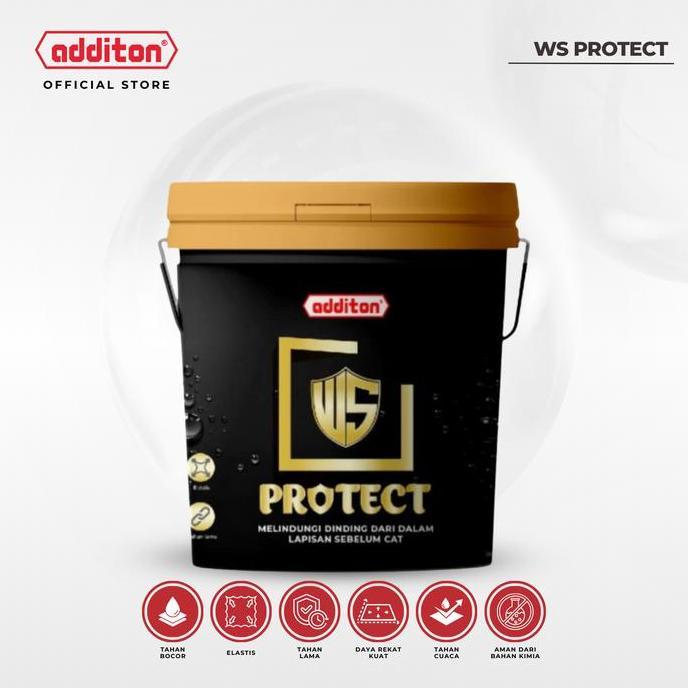 Additon Cat Anti Bocor Dasar Sebelum Pengecatan WS Protect  4KG Solusi Dinding Rembes Bocor