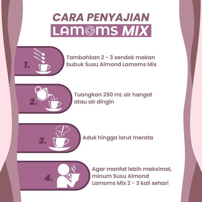 [BELI 2 GRATIS 1] Almond Milk Lamoms Mix - Almond+Soya+Daun Katuk+Pomegranate - 200gr