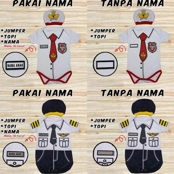Daily- Baju Bayi Karakter Pilot Seragam Sd Dokter Polisi Batman Nanas Lebah Sapi Elmo Minion Spongeb