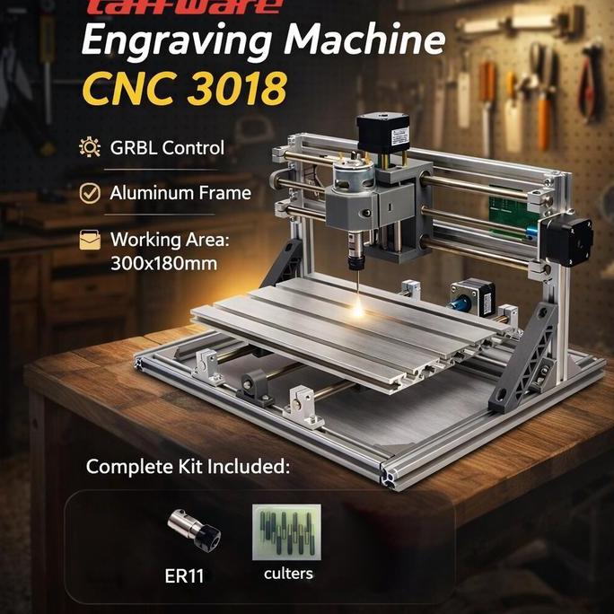 TERMURAH - Mesin CNC 3018 Engraver Mini Laser Engraving Milling Machine With ER11 Alat Ukir PCB Kayu