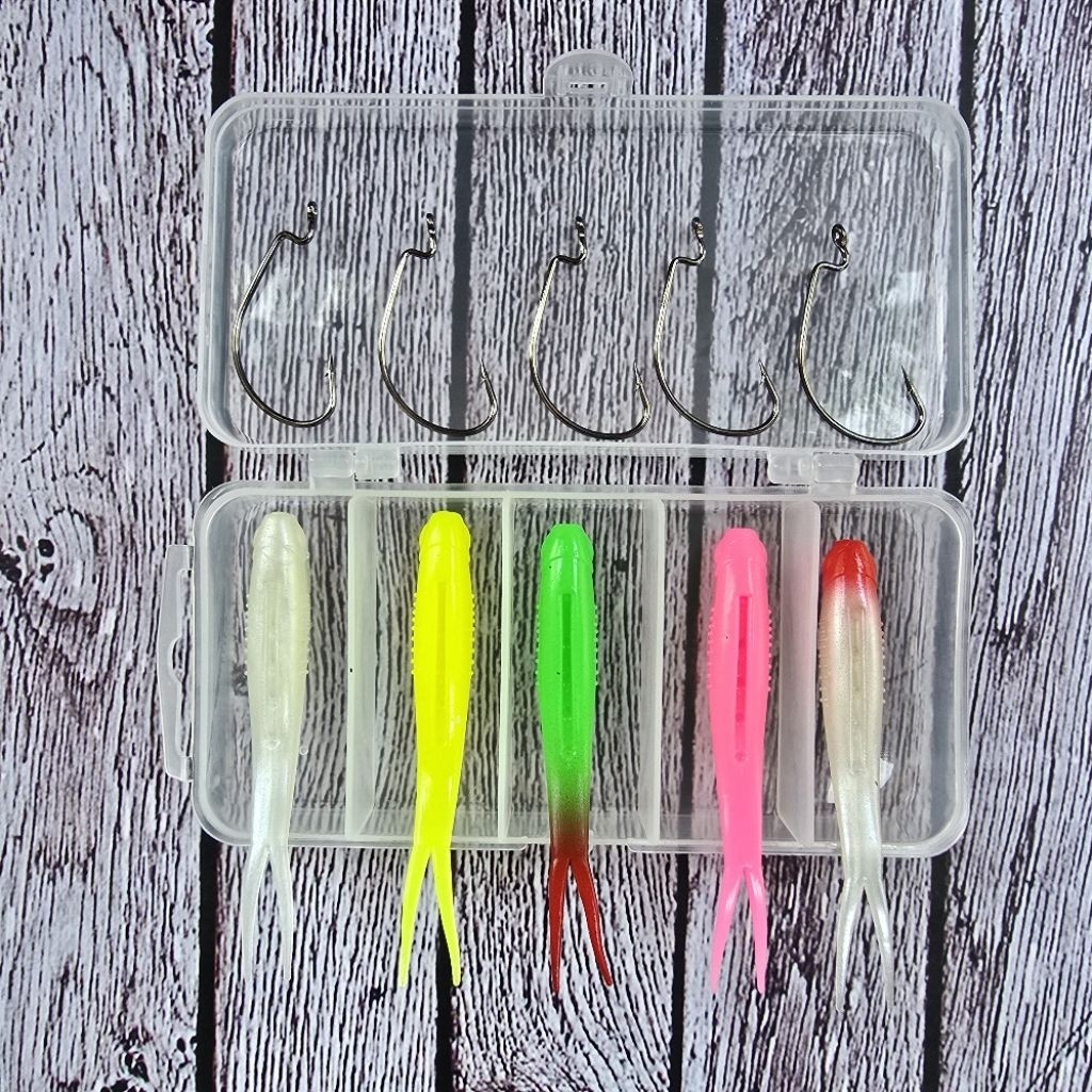 Paket Softlure Silencer 8cm isi 5 Softlure + Kail + Kotak
