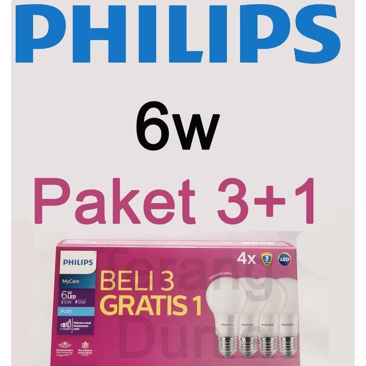 Philips LED Paket Multipak 6w Philips Lampu LED 6wat Bohlam Philips 6w