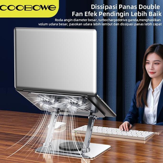 Mean- Coobowe Stand Laptop Aluminium Cooling Pad Kipas Pendingin Portable Dudukan Laptop 10-17 Inci 