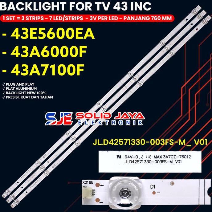 BACKLIGHT TV HISENSE 43 INCH 43E5600EA 43A6000F 43A7100F 43E5600 43A6000 43A7100 LAMPU BL LED 7K 3V 