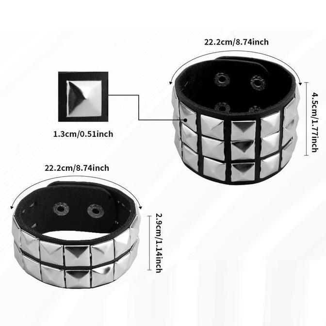 BLAZONE Gelang Pop Punk Bracelet Retro Aksesoris/Punk Spike Pyramid