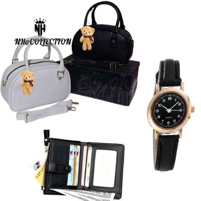 DS323 >> Paket Bundling Hemat Tas Selempang Wanita Livie Bag + Dompet Genie + Jam Tangan Small Wanit