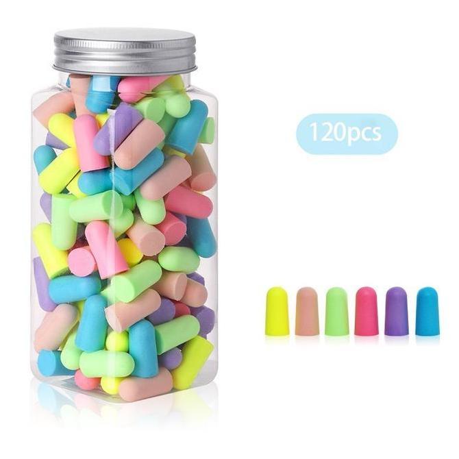 IUMAORI 60/120pcs Earplugs Tidur Peredam Suara Busa Penutup Telinga Anti Bising