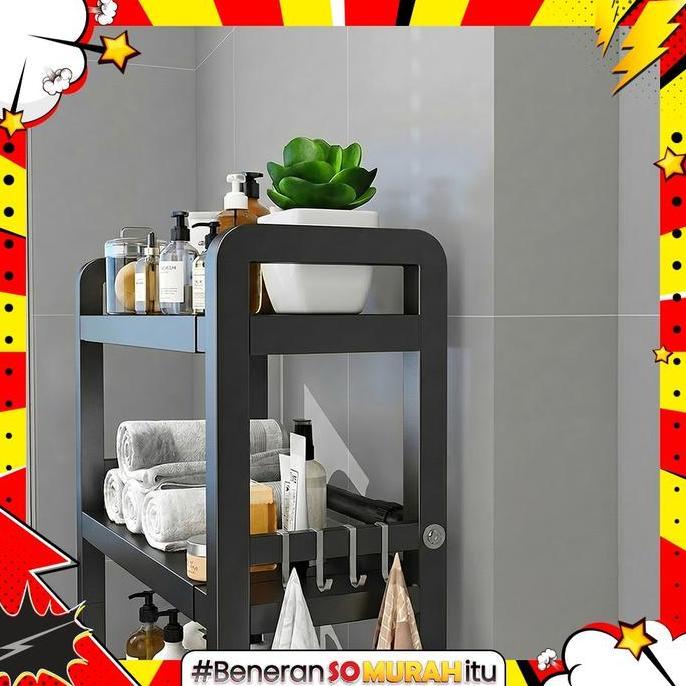 KEWEREM Rak Toilet Kamar Mandi Bahan Besi Kokoh Anti Karat Rak Susun Tempat Sabun Detergen Multifung
