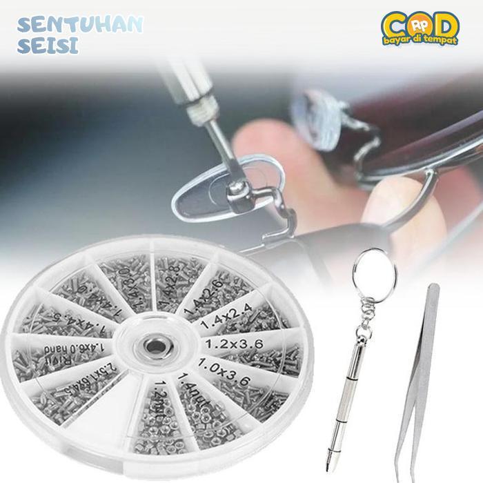 Bisa COD Mur Baut Set 1000pcs Screw Glasses Perlengkapan Kacamata Baut Dan Mur Kacamata Stainless