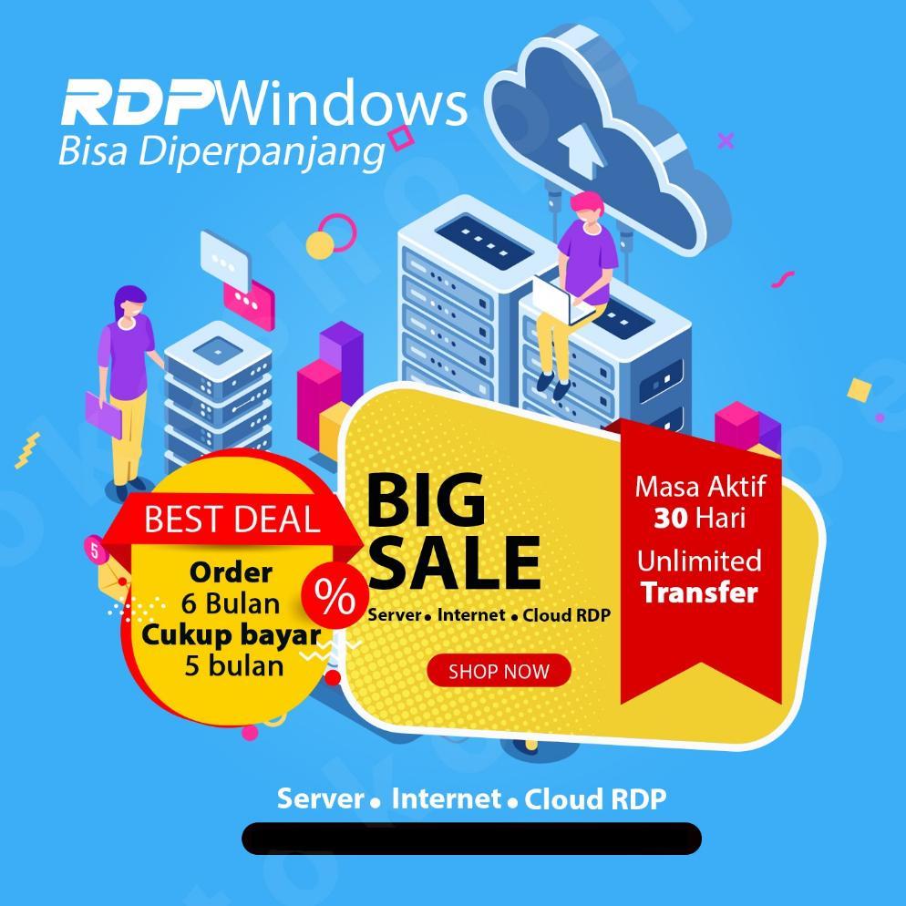 VPS / RDP CPU 4 Core 4 GB RAM Windows Linux FULL ADMIN BERGARANSI